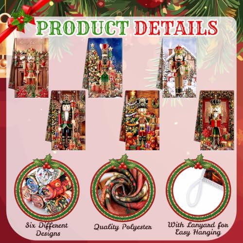 Redbaker 6 Pcs Christmas Kitchen Towels, Nutcracker Funny Dish Cloths