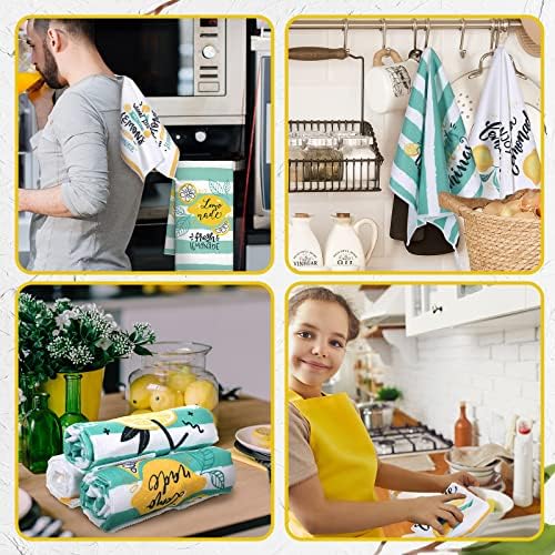 Redbaker 6 Pcs Lemon Kitchen Towels with Hanging Loop