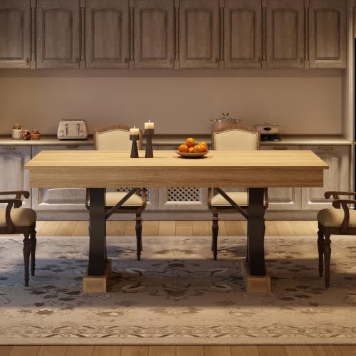 Garvee Farmhouse Dining Table for 6-8, 71-Inch Dining Table