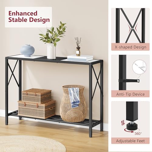 Tajsoon Console Table 41.8", 2 Tier Entryway Table with Storage Shelves