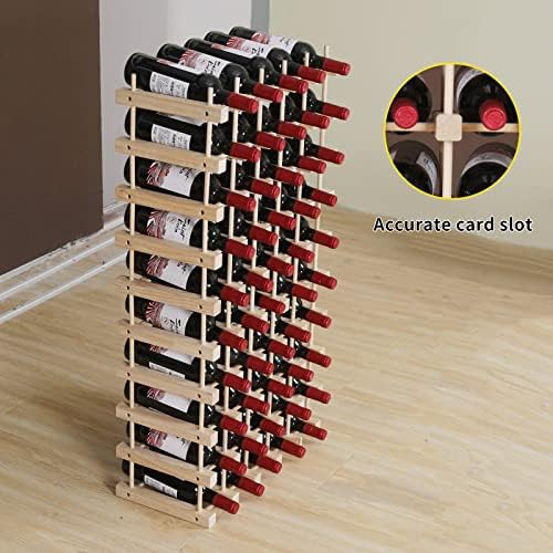 Wooden Stackable Storage Modular Small countertop Wine Rack Cabinet,Freestanding for Floor Wood Wine Bottle Shelf (50bottle)