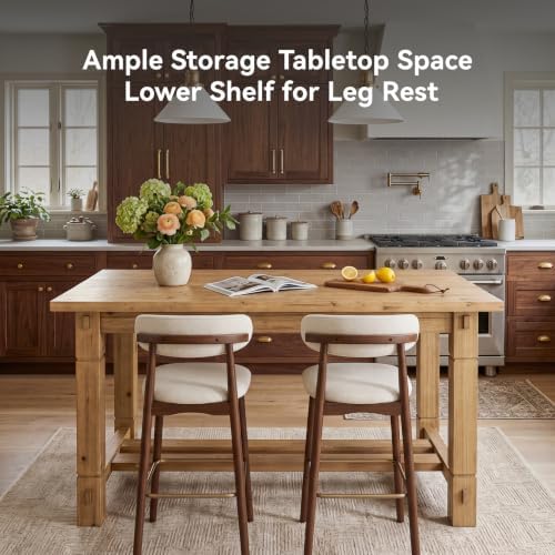 59" Solid Wood Home Bar Table, Counter Height Table