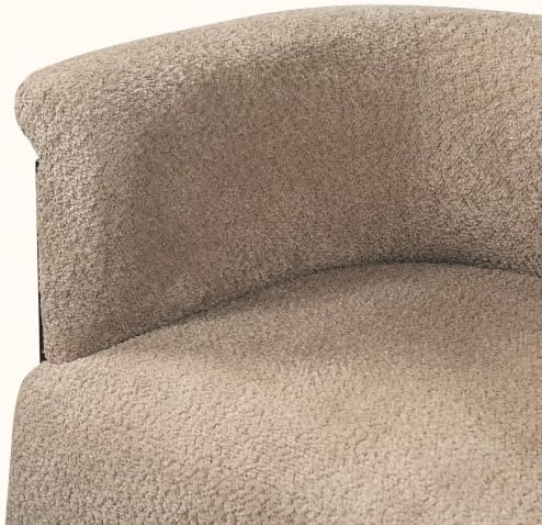 Merax 31.7" Mid-Century Boucle Fabric Barrel Accent Chair, Brown
