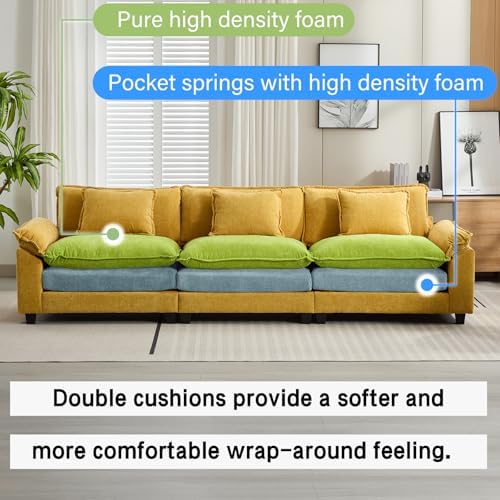 Oprisen 120" Modular Sectional Sofa, Comfy 3 Seater Deep Cloud Couch