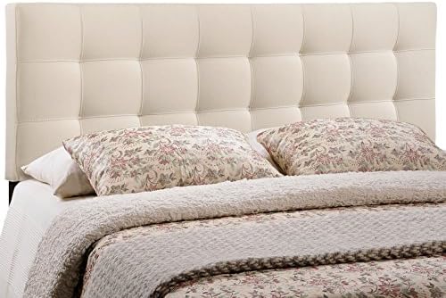 Modway Lily Tufted Linen Fabric Upholstered Queen Headboard in Ivory