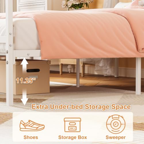 Queen Canopy Bed Frame with Storage Headboard Minimalist 4 Posters Bed