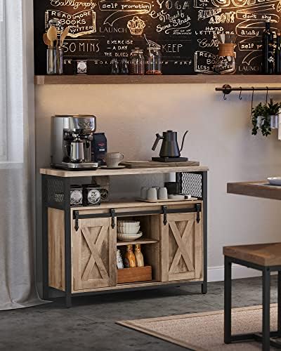 VASAGLE Buffet Cabinet, Coffee Bar with 2 Sliding Barn Doors