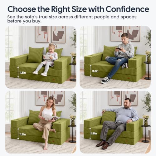 COMAX Boneless Futon Sofa Bed, 59" Small Low-Profile Floor Couch