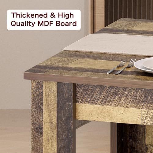 71" Farmhouse Dining Table for 6-8 People, Large Rectangular Kitchen Table, Rustic Wood Dinner Table for Dining Room and Living Room, Sturdy Country Table for 6 to 8, 300 lbs, Rustic Brown