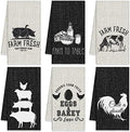 Redbaker 6 Pcs Farm Animal Kitchen Towels Farmhouse Funny Dish Towel