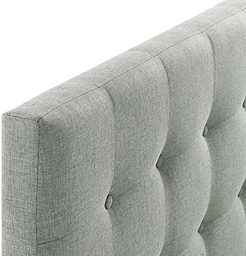 Modway Emily Tufted Button Linen Fabric Upholstered Full Headboard in Gray