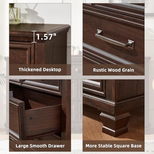 SAVOR LIFE Farmhouse 7 Drawer Dresser for Bedroom, Walnut