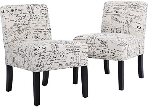 Accent Chair Dining Chairs Armless Chair for Living Room Armless Chair Modern Accent Chair Elegant Design Modern Fabric Living Room Chairs Set of 2 with Solid Wood Legs Home Furniture,White