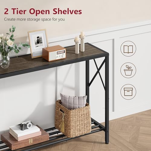 Tajsoon Console Table 41.8", 2 Tier Entryway Table with Storage Shelves