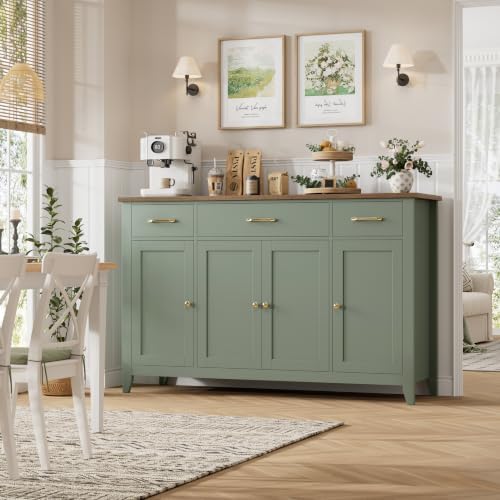 HORSTORS 55" W Buffet Cabinet with Storage, Kitchen Storage Cabinet, Green