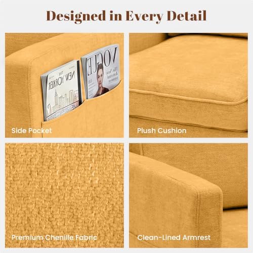 Accent Chair Set of 2, Living Room Chairs, Chenille Reading Armchair