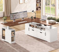 SEDETA Modern L Shaped Executive Electric Standing Desk with 4 Drawers