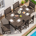 SERWALL Armless Outdoor Dining Set, Patio Dining Set for 6, Coffee
