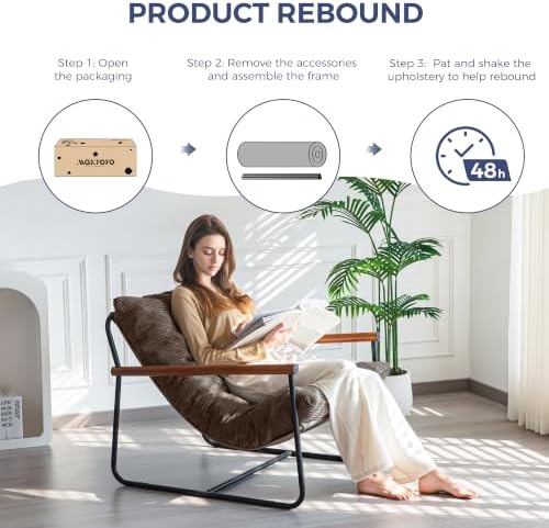 MAXYOYO Modern Accent Chair, Comfy Living Room Chair with Metal Frame