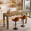 Tribesigns 59" Bar Table, Farmhouse Counter Height Pub Table, Rectangle High Top Dining Table with Wavy Apron, Home Bar Units for Bistro, Kitchen, Balcony,Dining Room, Living Room (Rustic Brown)