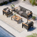 Aluminum Outdoor Patio Furniture Set with Coffee Table, 4 Piece Patio Conversation Sets with Washable Thick Cushions, Outdoor Sectional Furniture Set for Porch, Balcony, Deck, Graphite