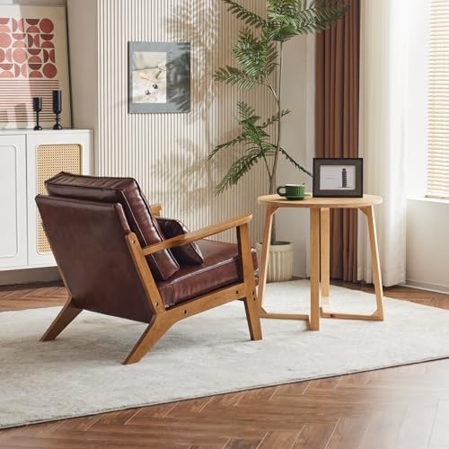Karl home Mid-Century Lounge Accent Chair, Red-Brown