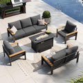 Aoxun Patio Furniture Set, Aluminum Outdoor Furniture with Fire Pit Table