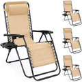 NEWBULIG Zero Gravity Chairs Set of 4, Folding Lounge Recliner Chair