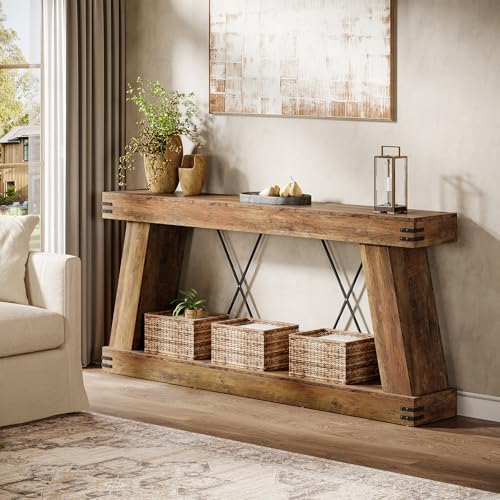 Tribesigns 70.87" Farmhouse Console Table with Storage (Brown)