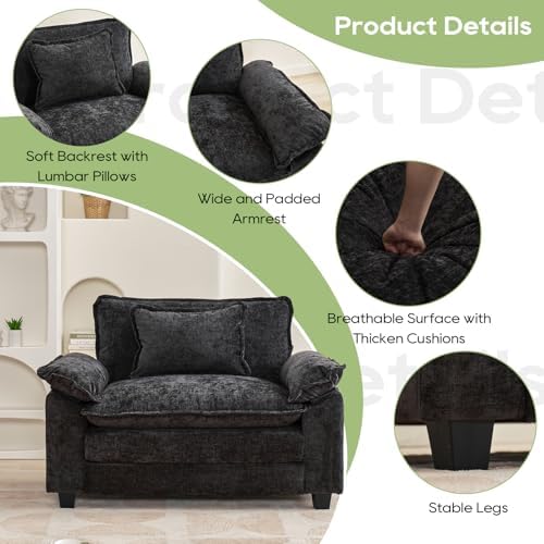 Oprisen 53" Modular Sectional Sofa, Comfy Single Sofa Deep Cloud Couch
