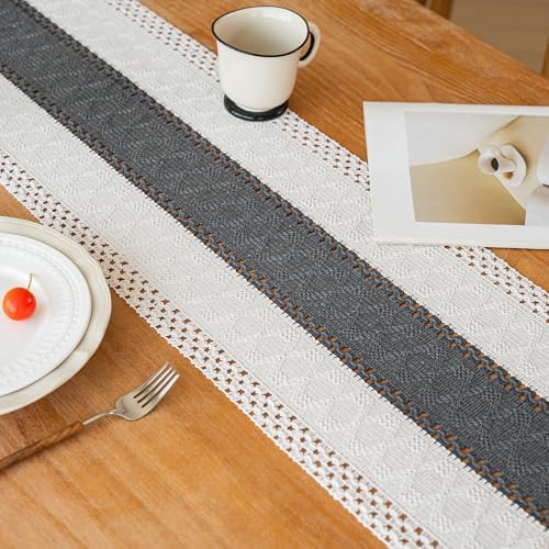 FEXIA Farmhouse Table Runner for Home Decor 12x108 Grey Fall Home Decor