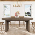 GarveeHome 70.87" Long Oval Dining Table with Wooden Base for 6-8 People
