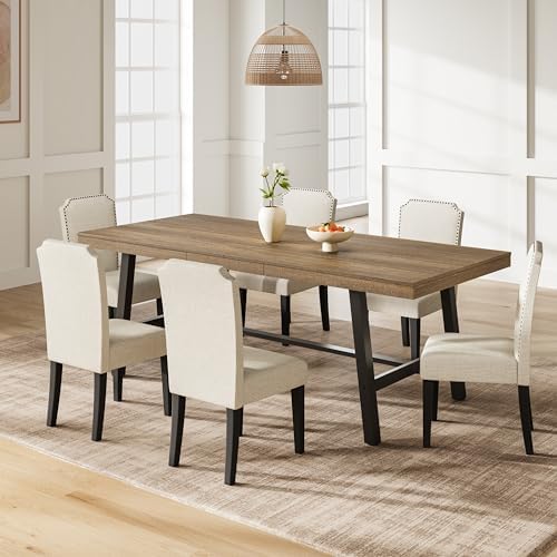 Garvee 79" Sturdy Kitchen Table, Rectangular Dining Table, Rustic Pear