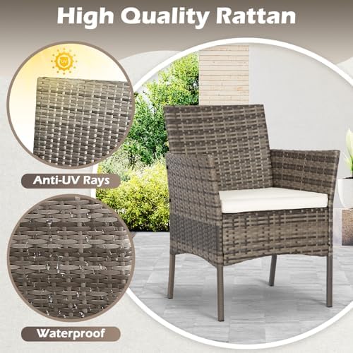 FDW 4-Piece Patio Furniture Set | Gray & Khakhi | Outdoor Wicker Furniture