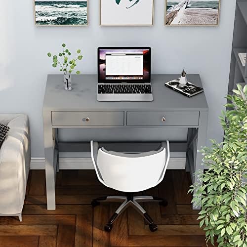 ChooChoo 39.4 Inches Farmhouse Computer Desk with 2 Drawers