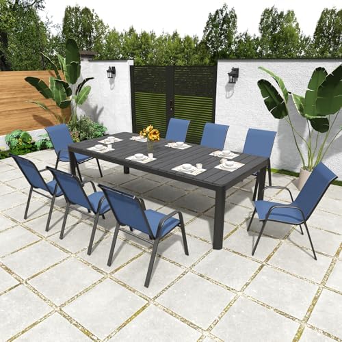 Stackable Patio Chairs Set of 8, Navy