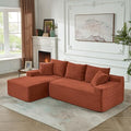 95" L-Shaped Left Facing Cloud Sectional Couch for Living Room, Modular Compressed Boneless Sectional Sofa Corduroy Boneless Corner Foam Sofa W/Chaise Lounge and Pillows