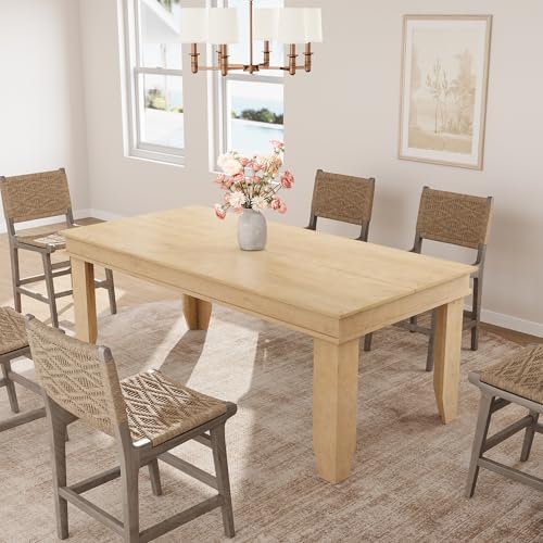 GarveeHome Farmhouse Dining Table for 6-8 People, 71" Long Kitchen Tables