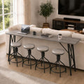 Karl home 83.8" Bar Table and Chairs Set, 4 Adjustable PU Stools, Gray