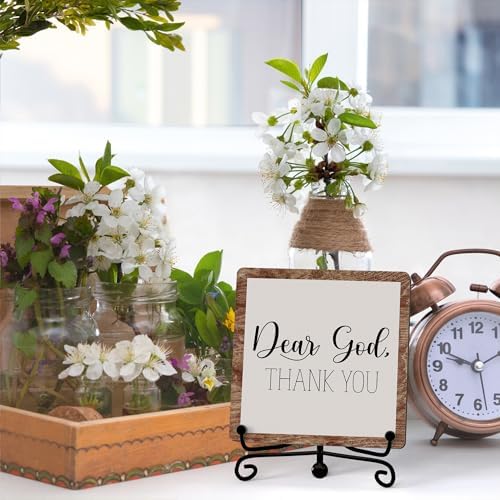 Modern Farmhouse Decor, Home Decor For Living Room, Boho Chic Aesthetic Shelf Decorations, Christian Rutsic Dear God Sign, Farm House Entryway Tv Stand Fireplace Coffee Table Decoration (06)