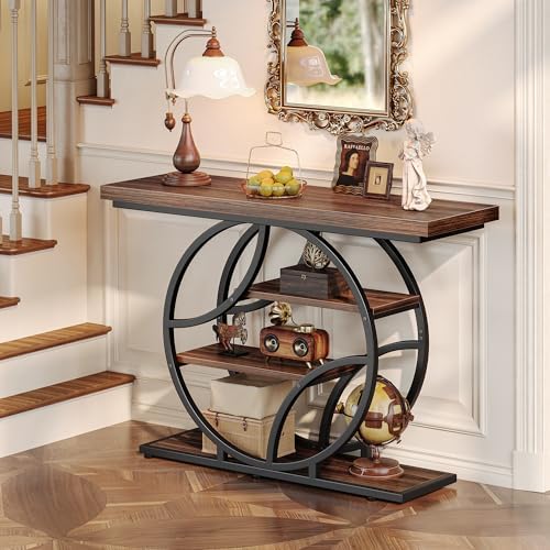 Huuger 41.3 Inch Entryway Table, Console Table with Shelves, Sofa Table