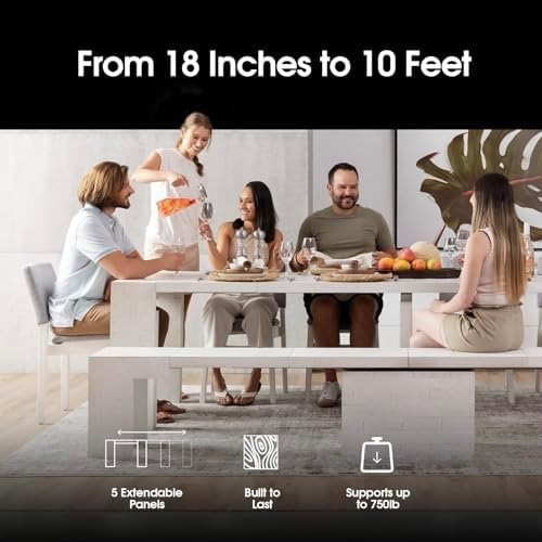 Transformer Table Solid Wood Extendable Dining Table, White