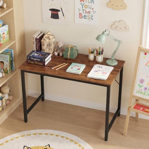 YOUDENOVA 32 Inch Small Computer Desk, Home Office Desk with Sturdy Metal Frame, Modern Writing Study Table for Bedroom, Student, Laptop, Gaming, Rustic Brown