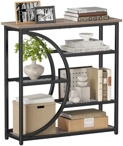 Snughome Entryway Table, Narrow Console Table, Industrial Sofa Table with 5 Tier Storage Shelves, Entrance Table for Hallway, Behind The Couch, Living Room, Foyer, Grey