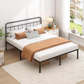 King Bed Frame with Classic Headboard, Black