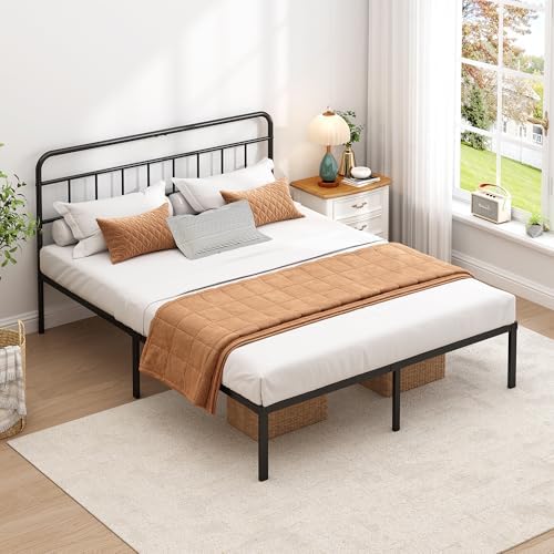 Queen Bed Frame with Classic Headboard, Black