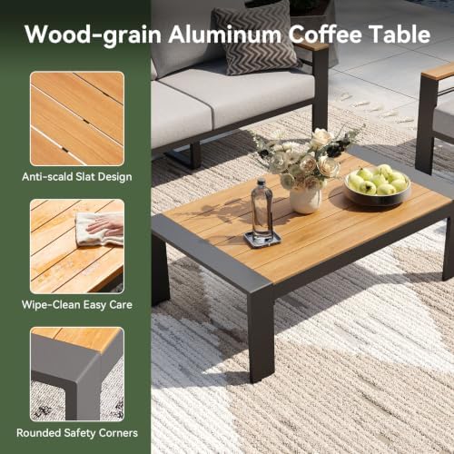 Aoxun Patio Furniture Set, Aluminum Outdoor Furniture with Oversized Seats
