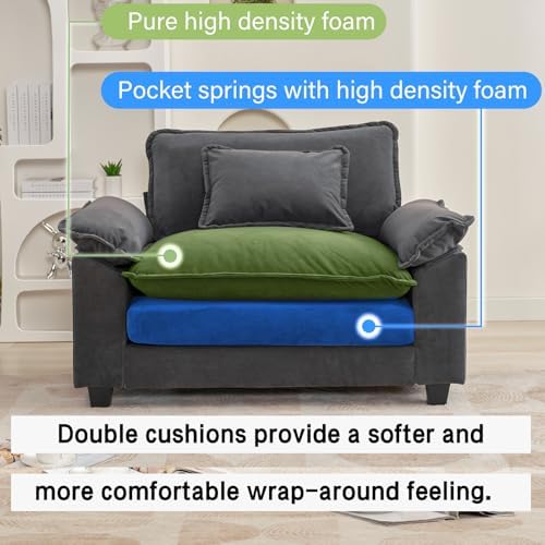 Oprisen 53" Modular Sectional Sofa, Comfy Single Sofa Deep Cloud Couch