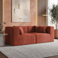 MONVANE 75" Loveseat Sofa, Comfy Chenille Modular Sectional Sofa with 4 Pillows, Modern Deep Seat Boneless Couch, 2 Seater Sofa for Living Room, Bedroom and Apartment, Rust Red