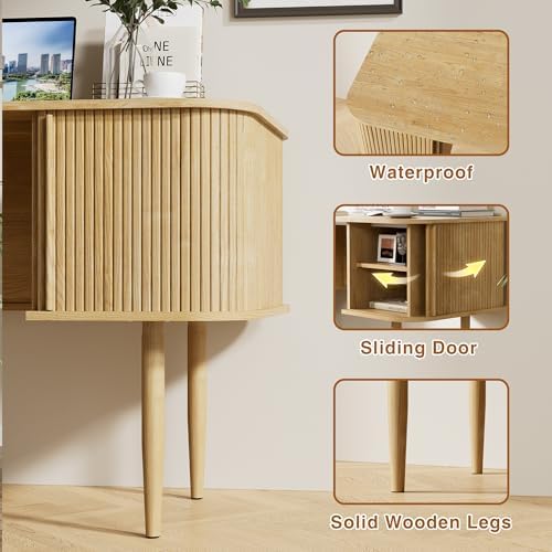 Furniway 55" Modern Writing Desk, Wood Home Office Desk, Natural